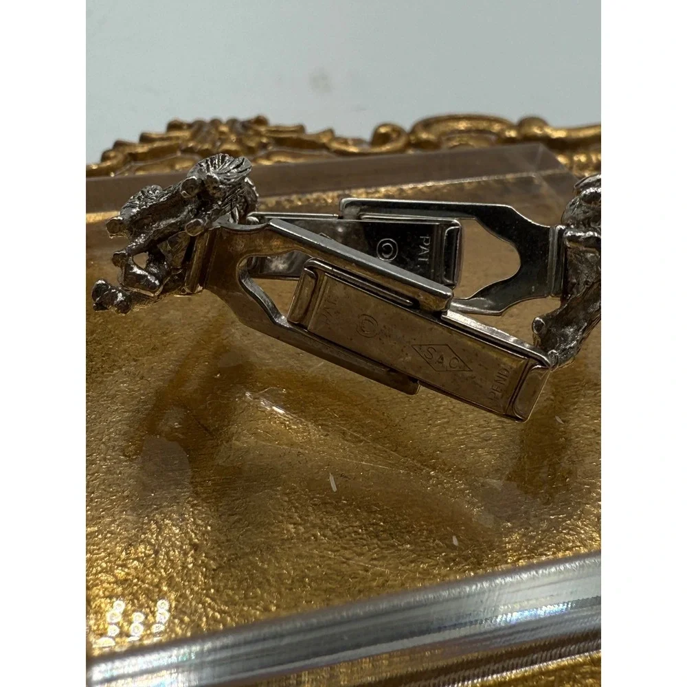Vintage SAC Figural Cufflinks Silver Tone Man with Dog 3D Sarah‎ Cov